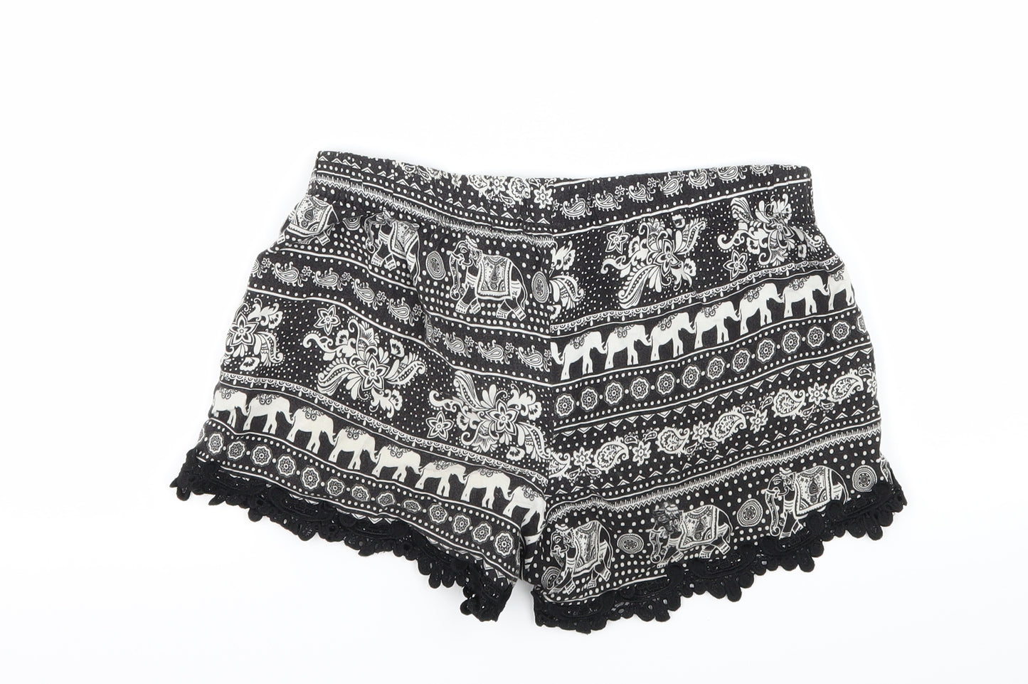 Harmony & Havoc Womens Black Geometric  Hot Pants Shorts Size M