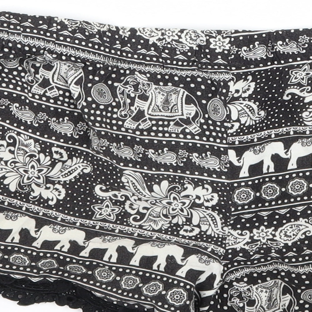 Harmony & Havoc Womens Black Geometric  Hot Pants Shorts Size M