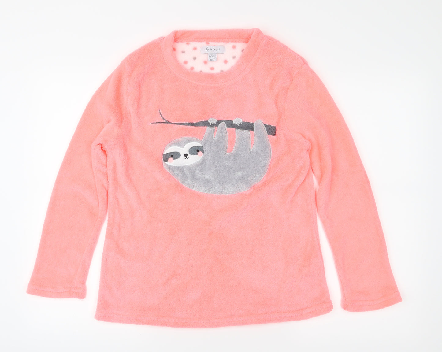 Love to Lounge Womens Pink  Fleece Top Pyjama Top Size 10  - Sloth