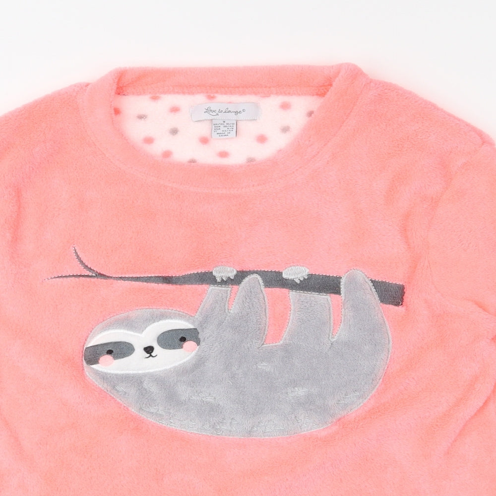 Love to Lounge Womens Pink  Fleece Top Pyjama Top Size 10  - Sloth