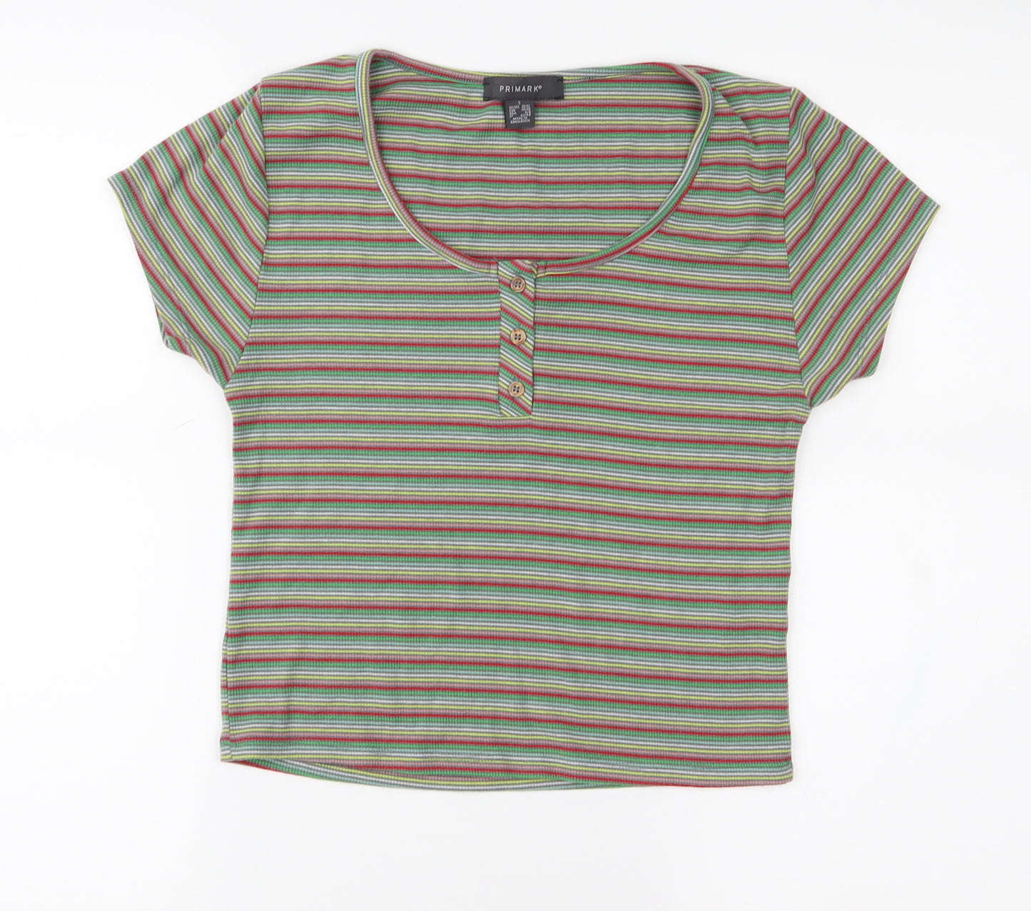 Primark Womens Green Striped  Basic T-Shirt Size S