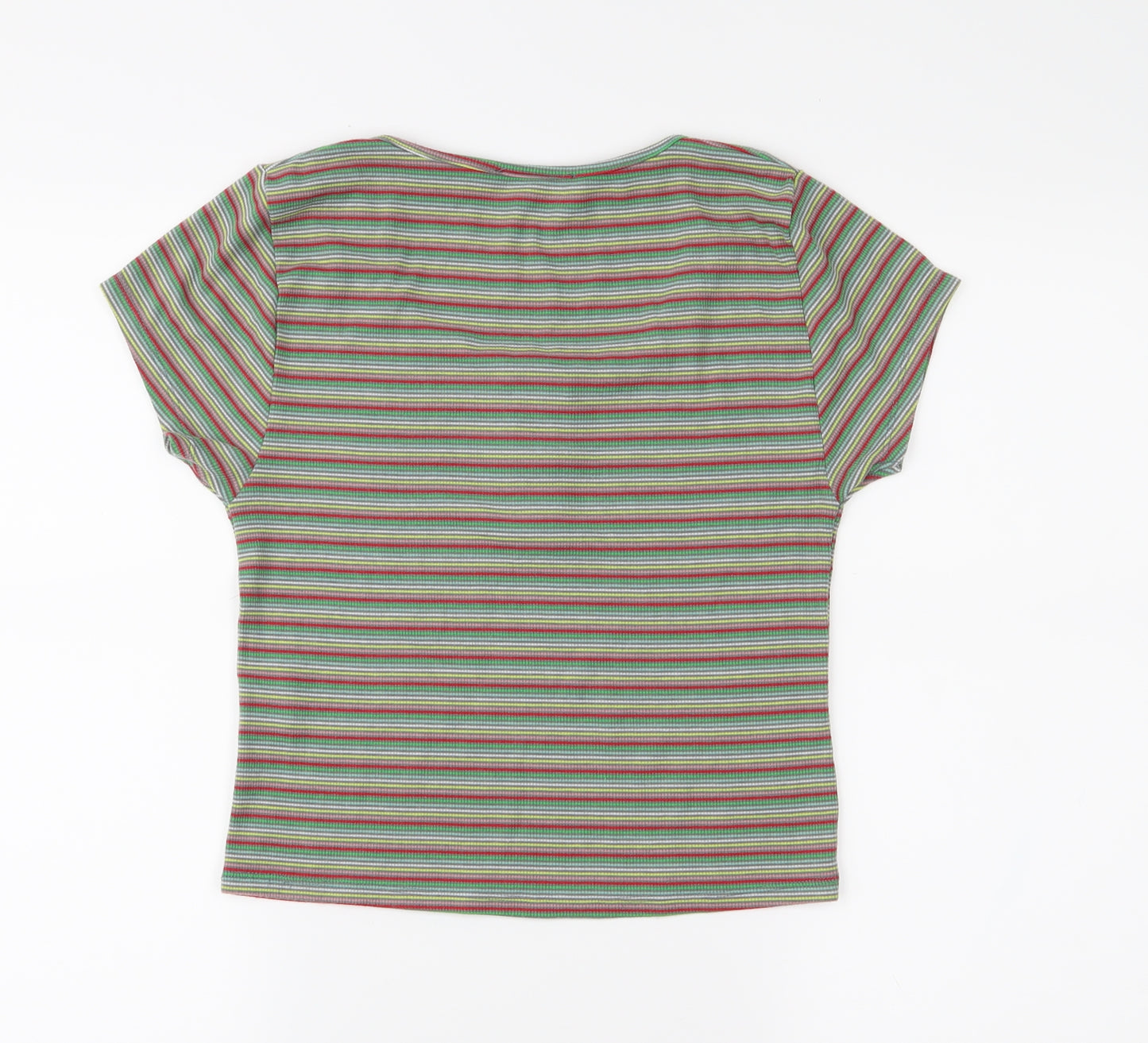 Primark Womens Green Striped  Basic T-Shirt Size S