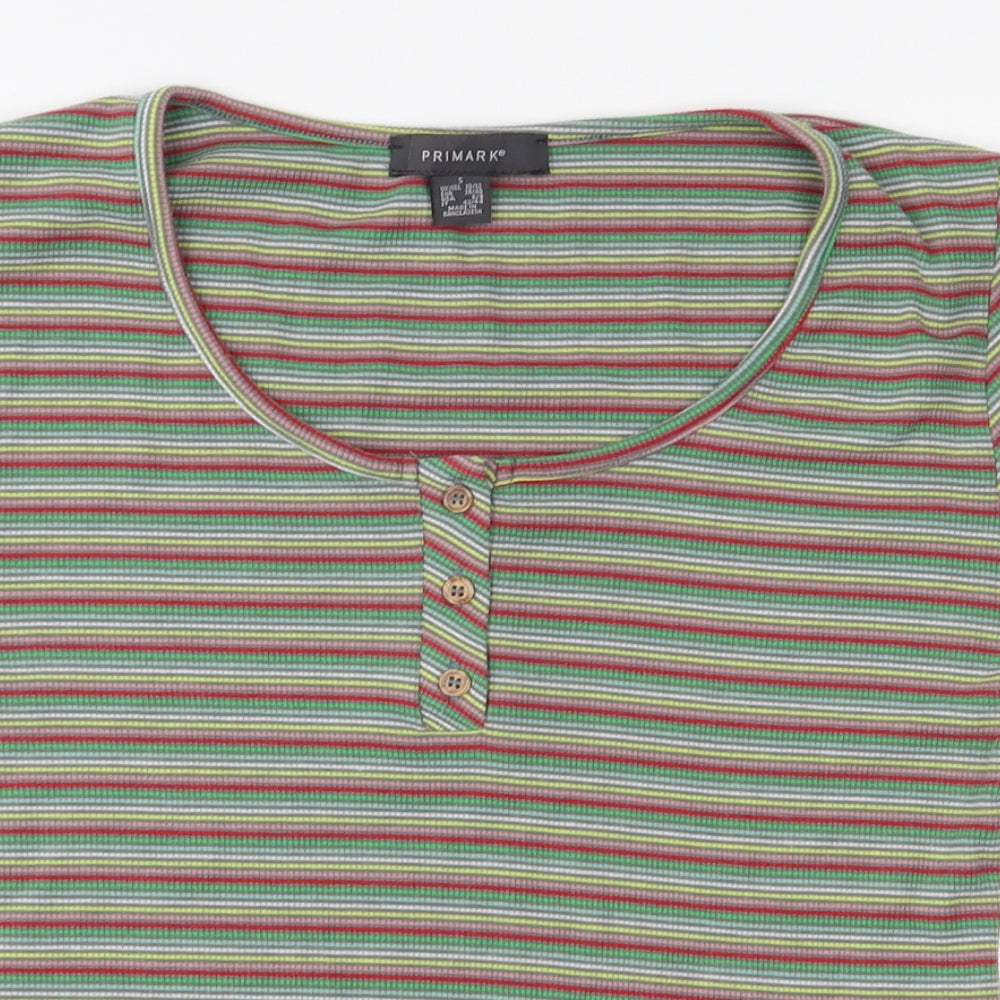 Primark Womens Green Striped  Basic T-Shirt Size S