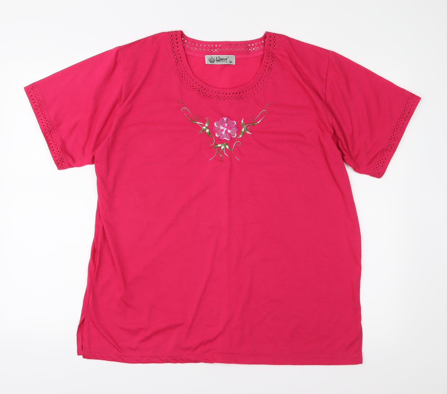 Hoang Womens Pink  Jersey Basic T-Shirt Size XL