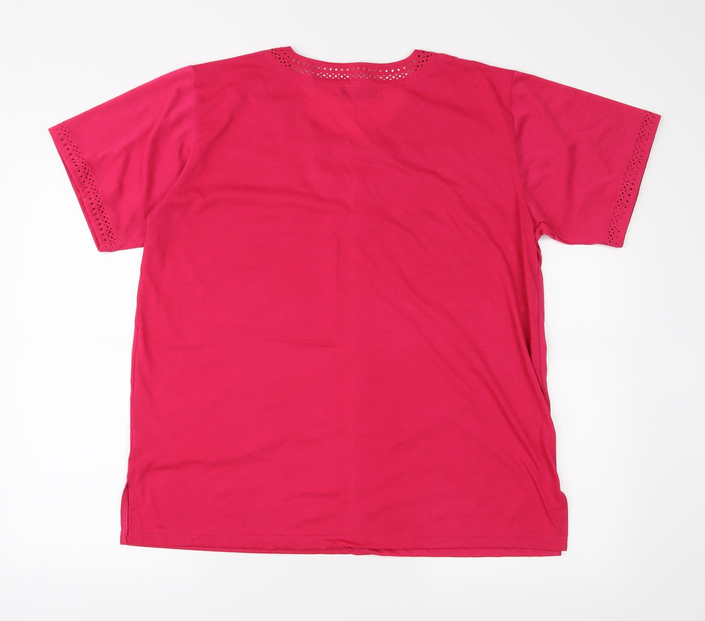 Hoang Womens Pink  Jersey Basic T-Shirt Size XL