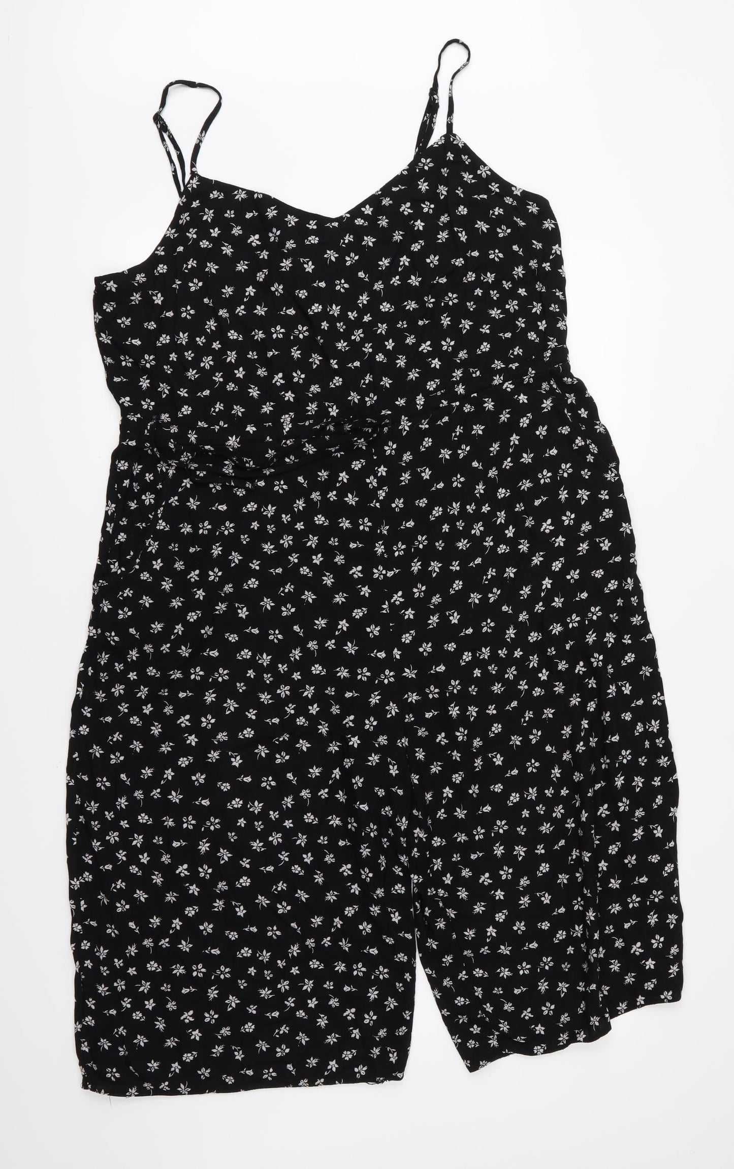 New Look Womens Black Floral  Shorts One-Piece Size 16