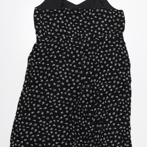 New Look Womens Black Floral  Shorts One-Piece Size 16