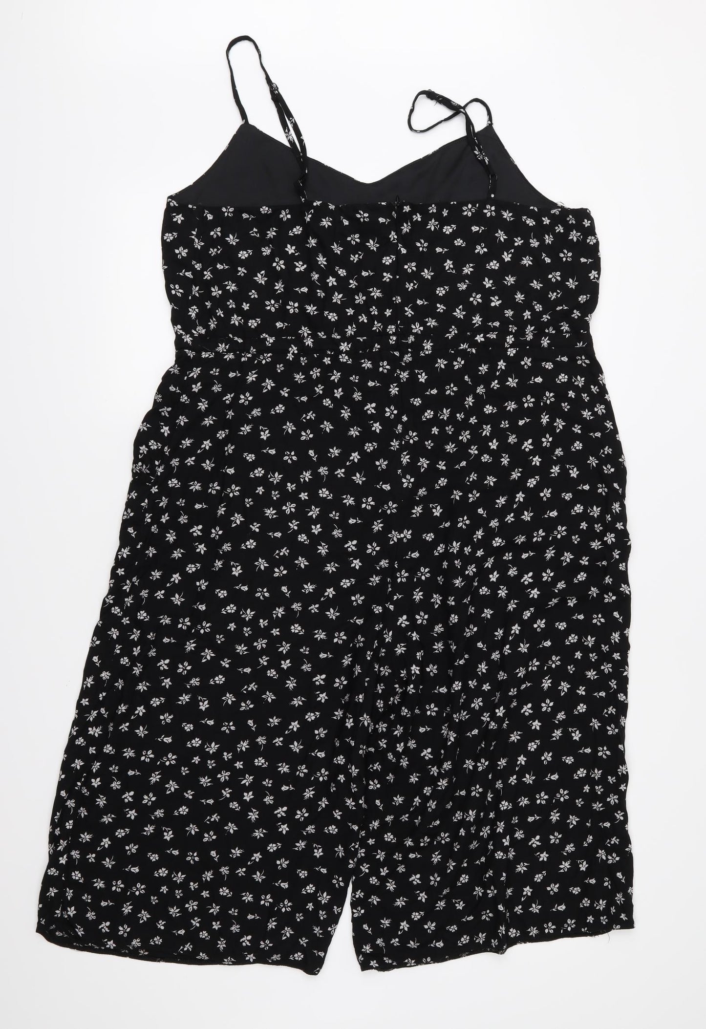 New Look Womens Black Floral  Shorts One-Piece Size 16