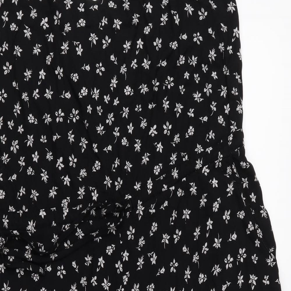 New Look Womens Black Floral  Shorts One-Piece Size 16