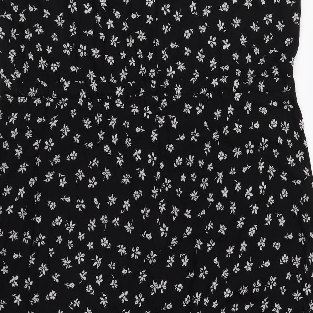 New Look Womens Black Floral  Shorts One-Piece Size 16