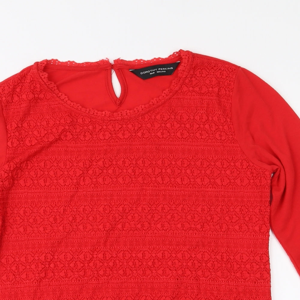 Dorothy Perkins Womens Red  Jersey Basic Blouse Size 10
