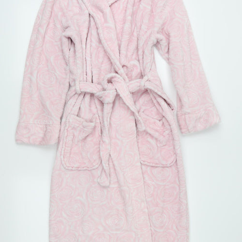 George Womens Pink Floral Fleece  Robe Size S