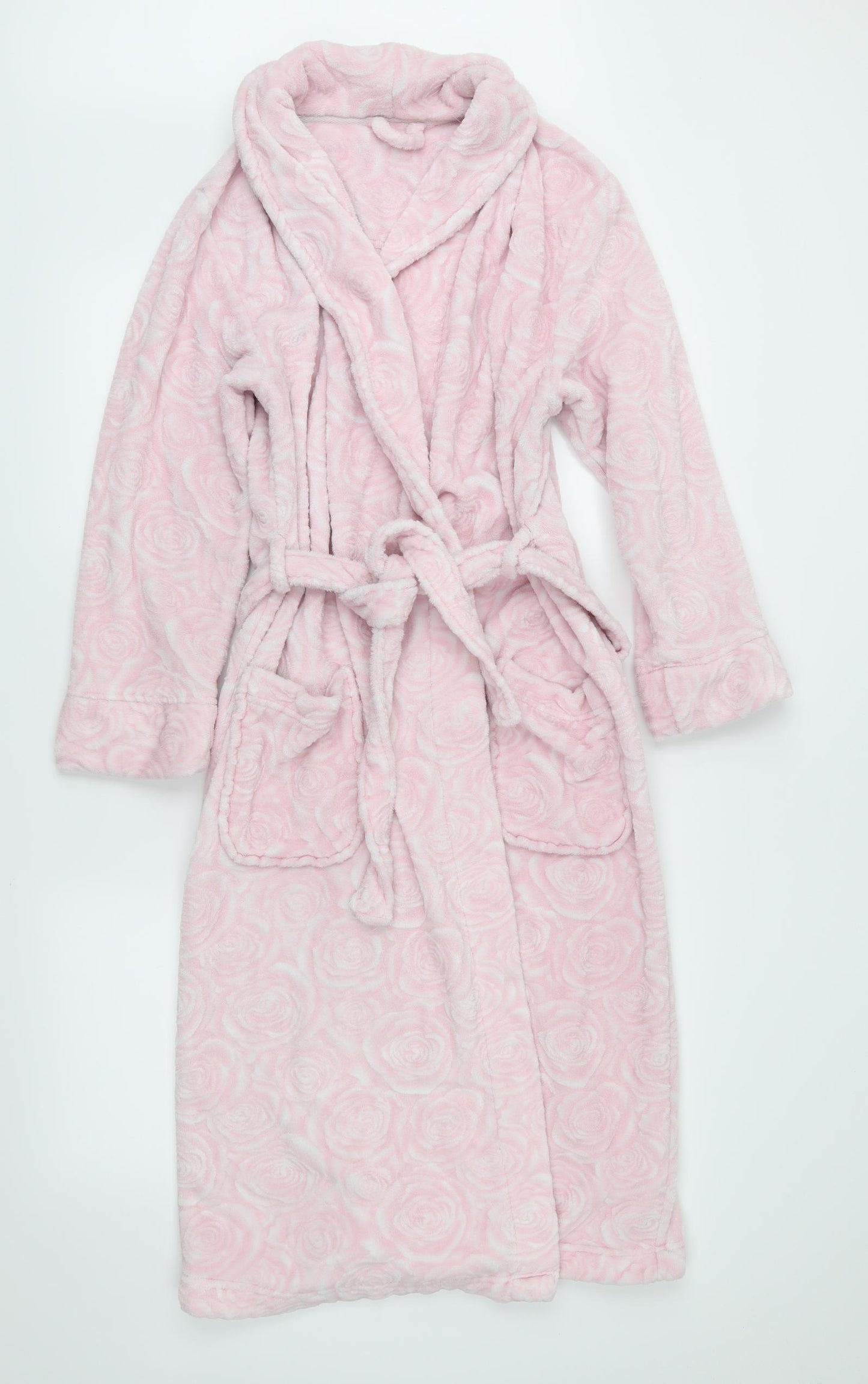George Womens Pink Floral Fleece  Robe Size S
