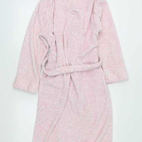 George Womens Pink Floral Fleece  Robe Size S