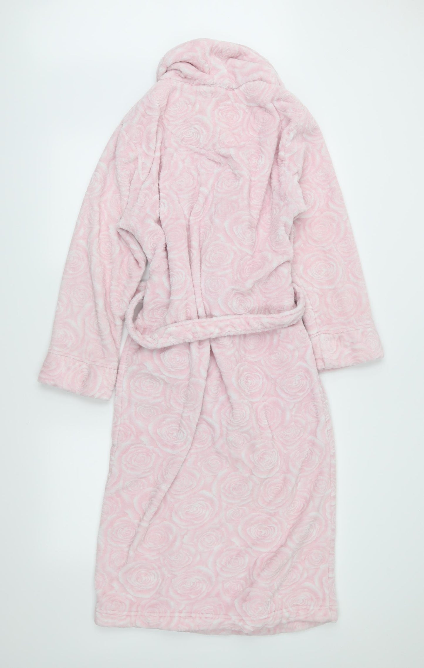 George Womens Pink Floral Fleece  Robe Size S