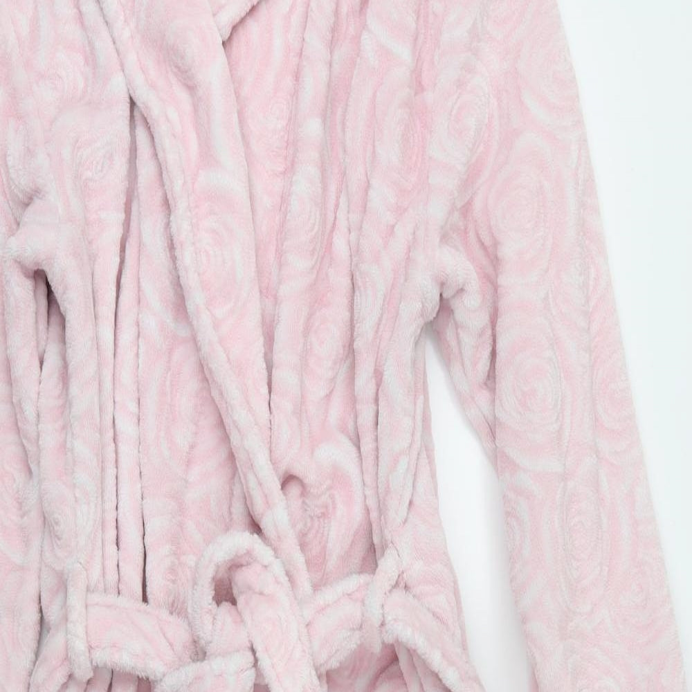 George Womens Pink Floral Fleece  Robe Size S