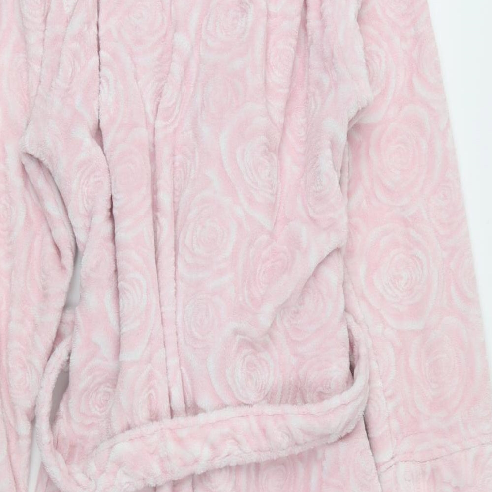 George Womens Pink Floral Fleece  Robe Size S