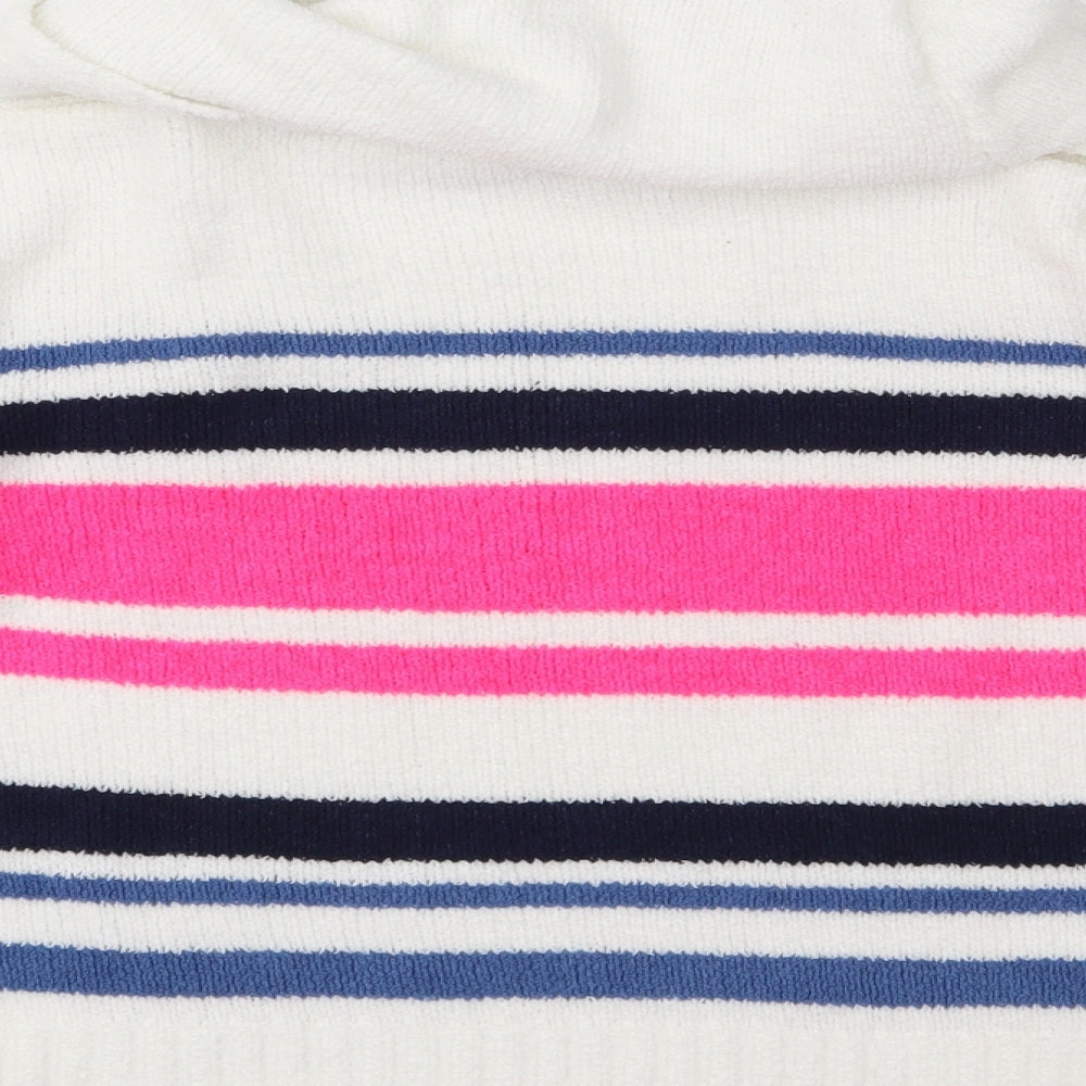 Yigga Girls White Striped Knit Pullover Jumper Size 8-9 Years