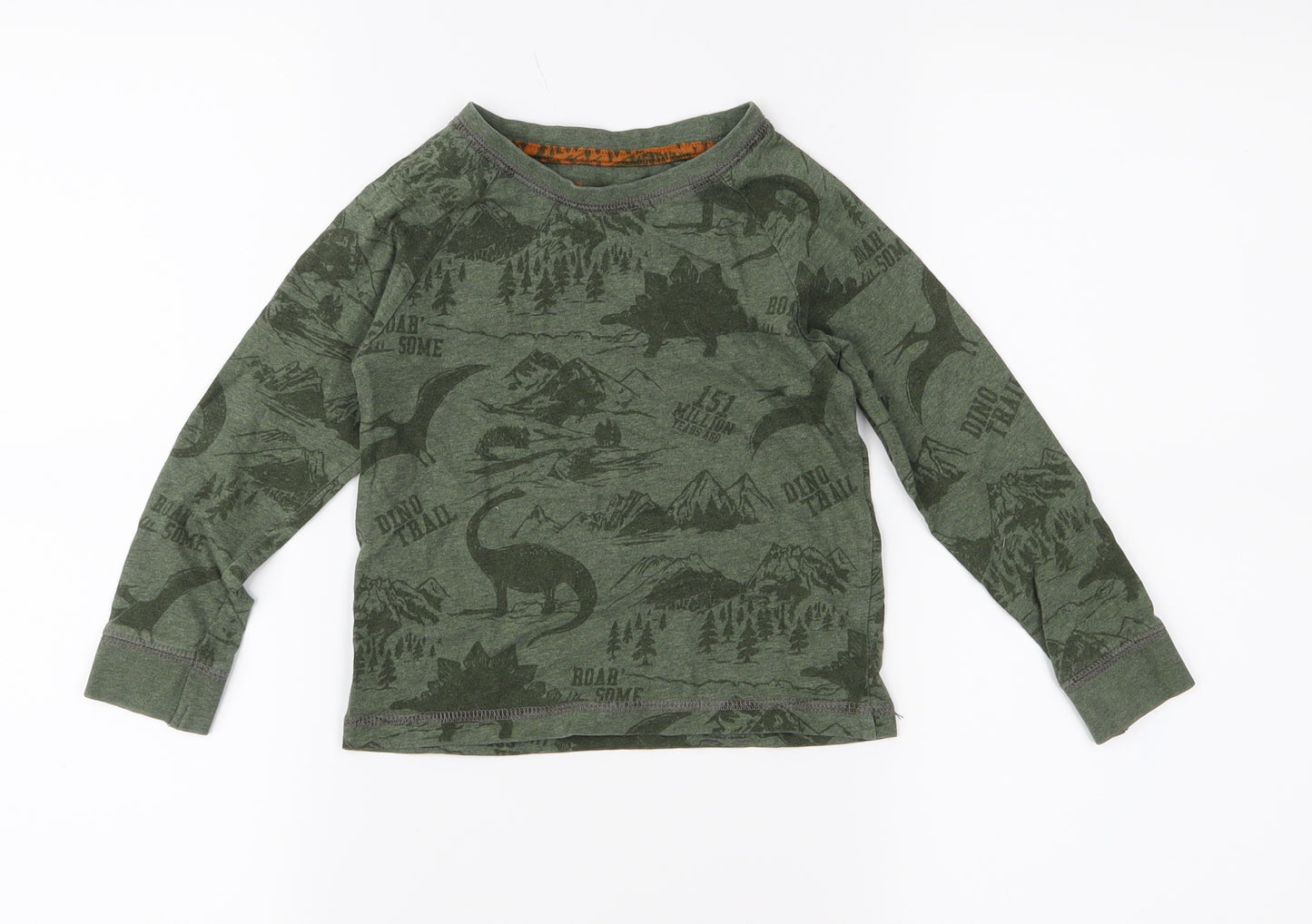 TU Boys Green  Jersey Basic T-Shirt Size 3-4 Years  - Dinosaur