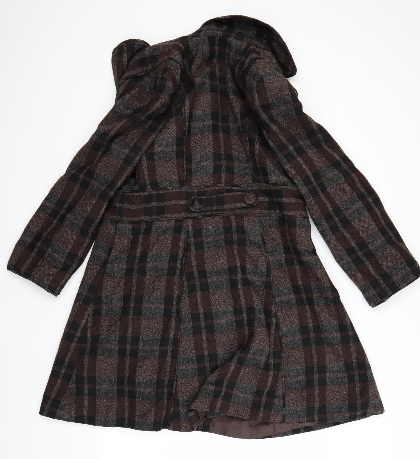 Marks and Spencer Womens Brown Check  Overcoat Coat Size 20