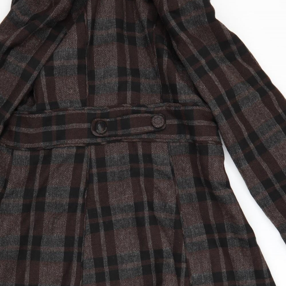 Marks and Spencer Womens Brown Check  Overcoat Coat Size 20