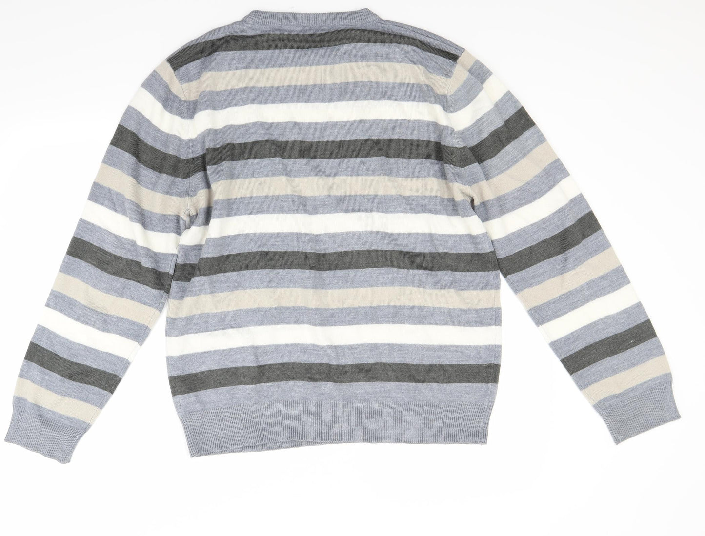 Ceader wood state Mens Grey Striped  Henley Jumper Size L