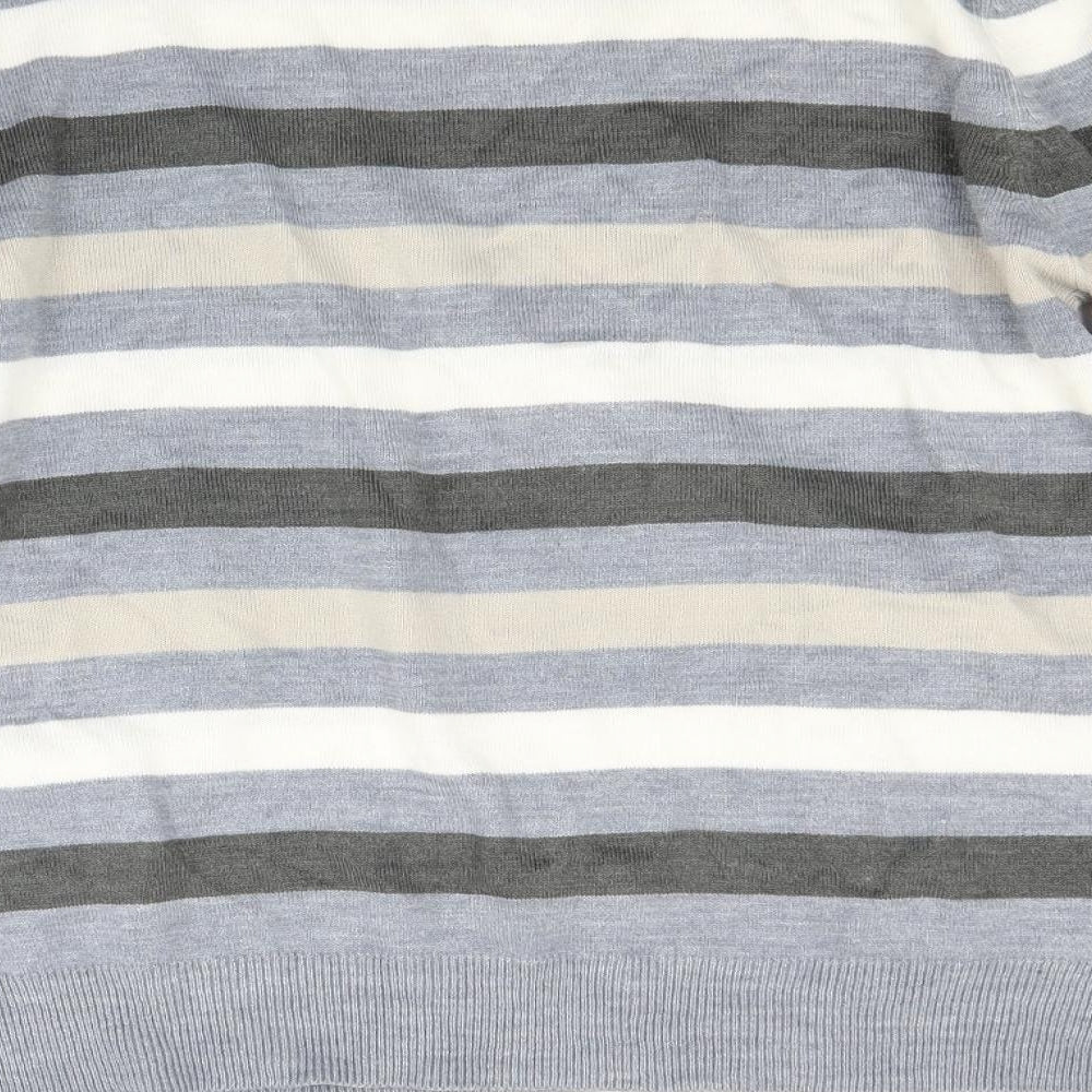 Ceader wood state Mens Grey Striped  Henley Jumper Size L