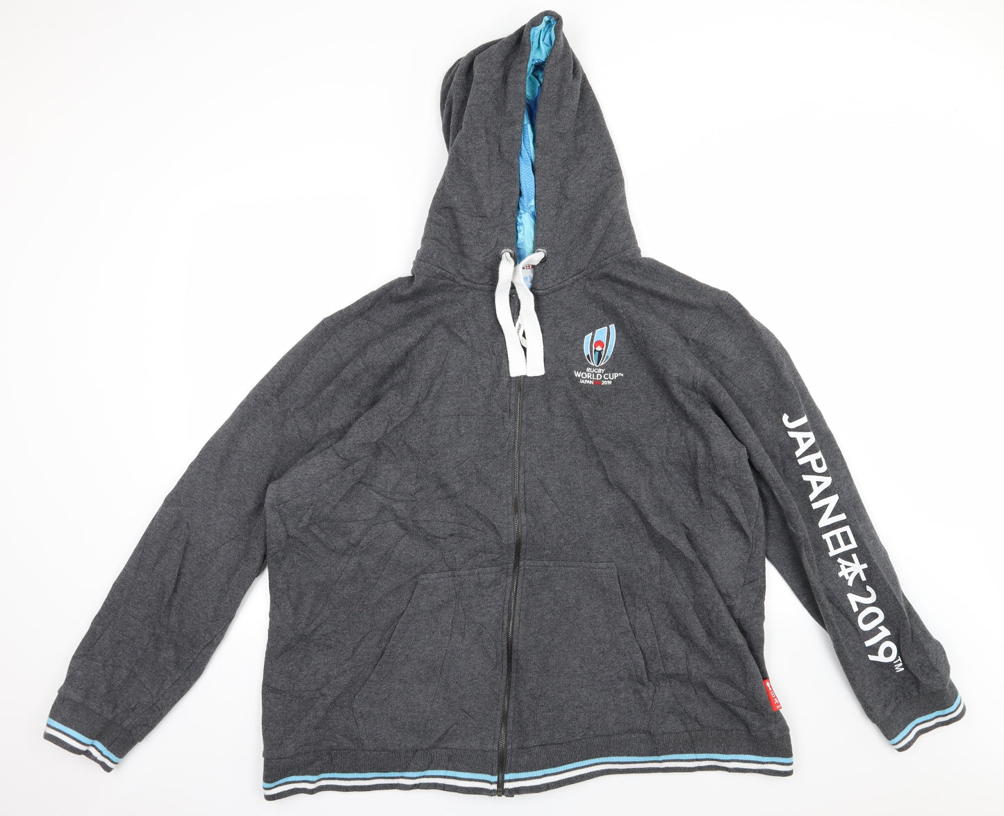 Rugby World Cup 2019 Mens Grey  Jersey Full Zip Hoodie Size 3XL  - Japan
