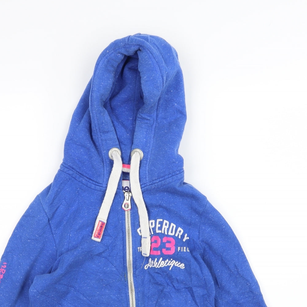 Superdry Womens Blue  Jersey Full Zip Hoodie Size S