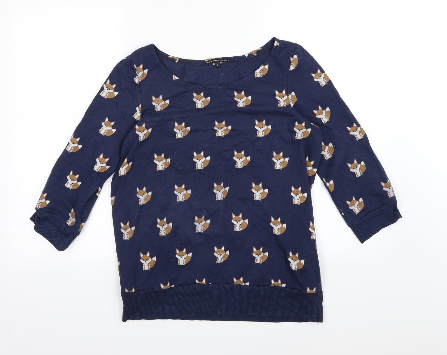 Truly Madly Deeply Womens Blue  Jersey Pullover Sweatshirt Size S  - Fox