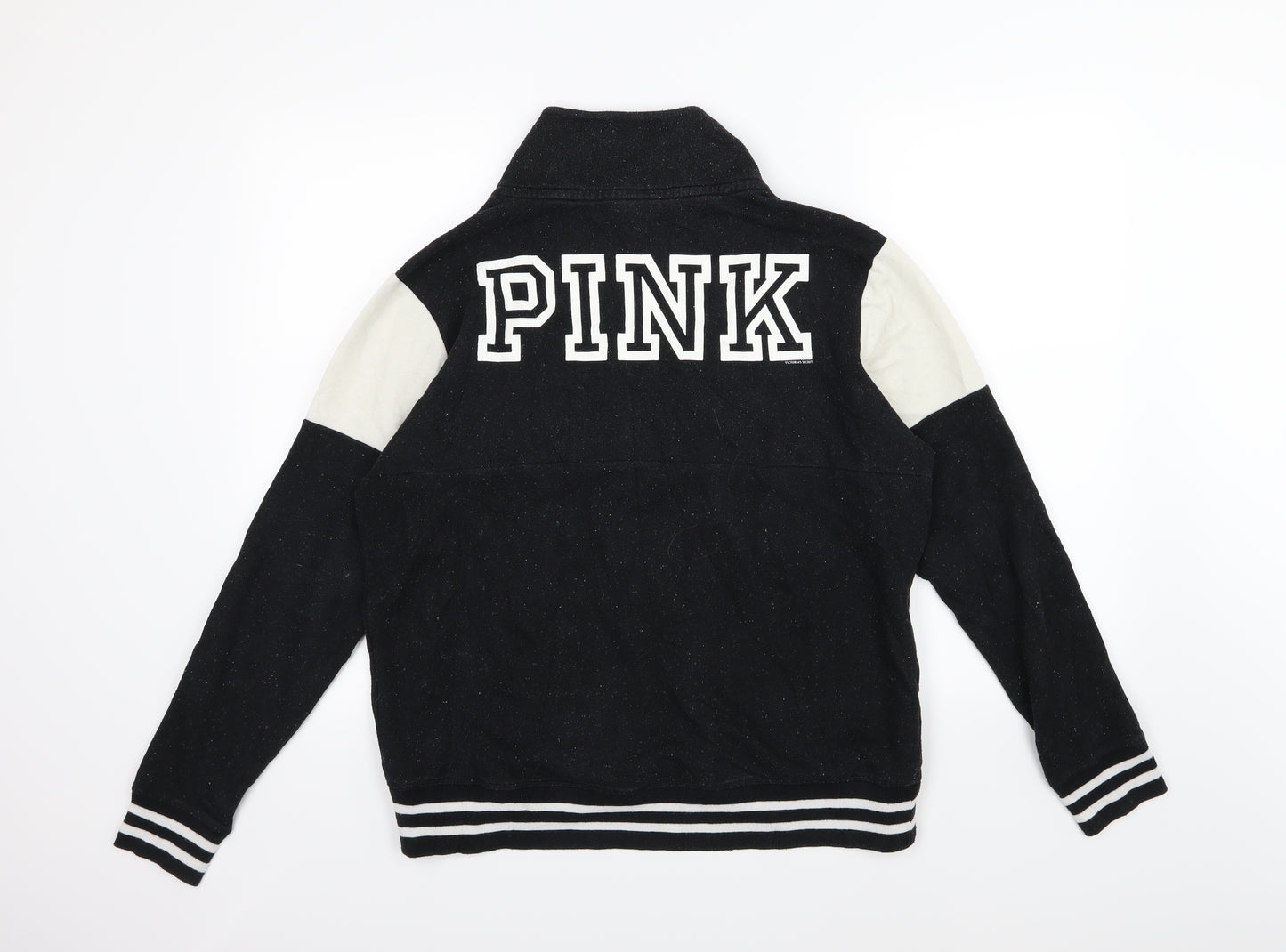 Victoria Secret Womens Black Striped Jersey Pullover Sweatshirt Size M