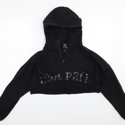 USA Pro Womens Black  Jersey Pullover Hoodie Size 12  - cropped