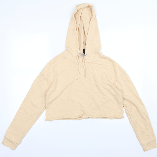 South Beach Womens Beige  Jersey Pullover Hoodie Size 8  - cropped