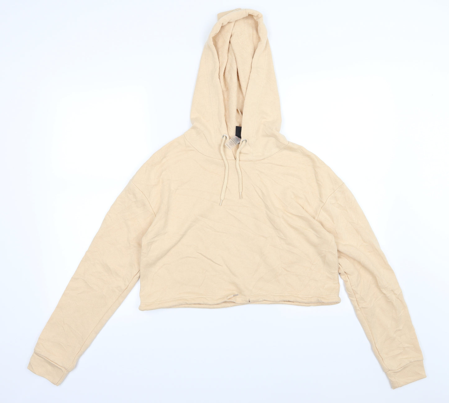 South Beach Womens Beige  Jersey Pullover Hoodie Size 8  - cropped