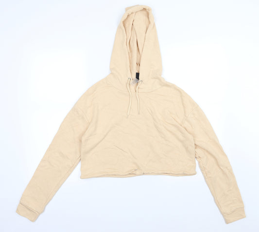 South Beach Womens Beige  Jersey Pullover Hoodie Size 8  - cropped