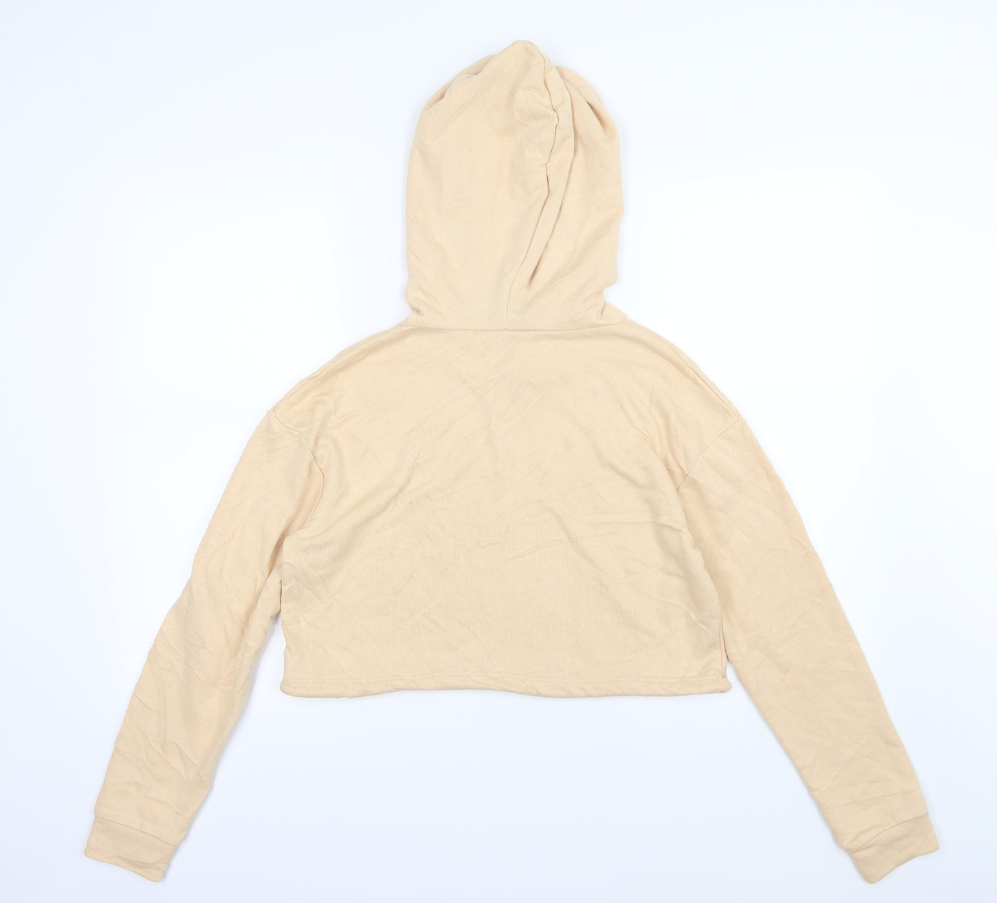 South Beach Womens Beige  Jersey Pullover Hoodie Size 8  - cropped