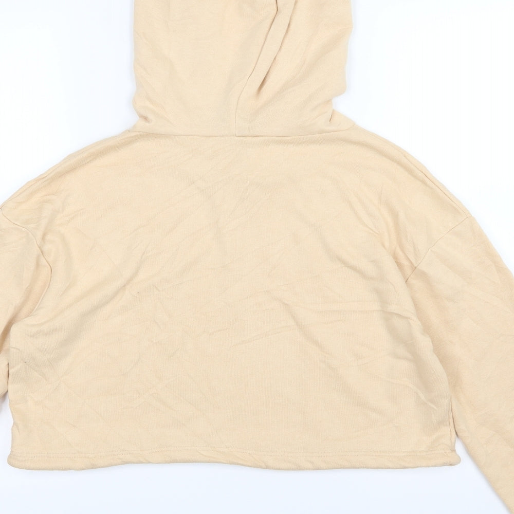 South Beach Womens Beige  Jersey Pullover Hoodie Size 8  - cropped