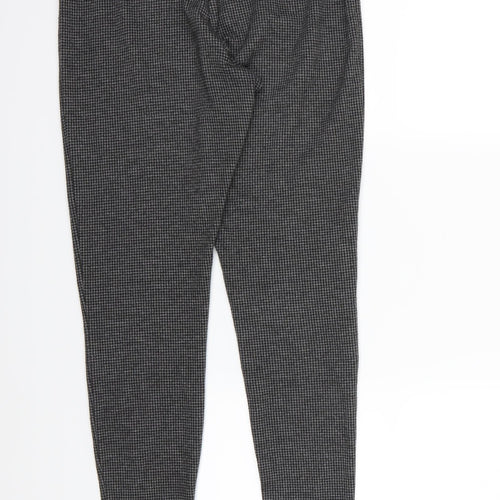 New Look Womens Grey Houndstooth Jersey Trousers  Size 12 L28 in