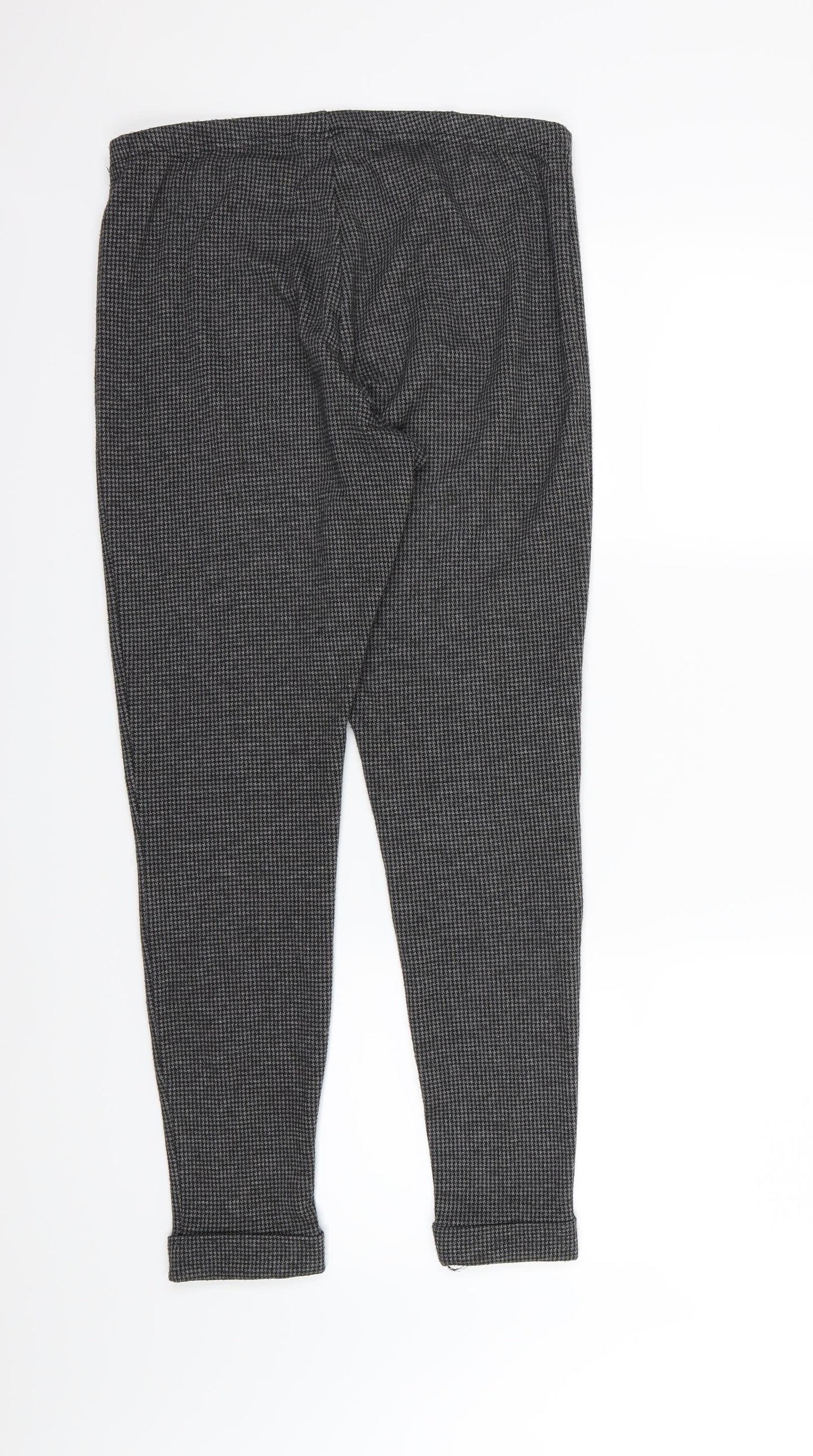 New Look Womens Grey Houndstooth Jersey Trousers  Size 12 L28 in