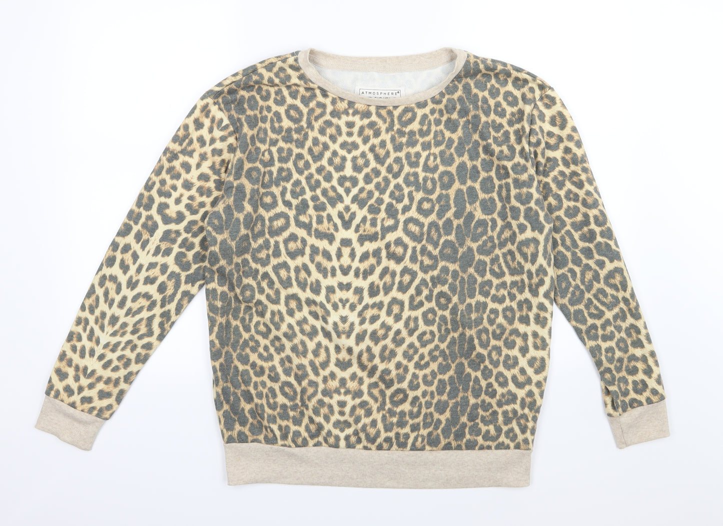 Atmosphere Womens Brown Animal Print Jersey Pullover Sweatshirt Size 14