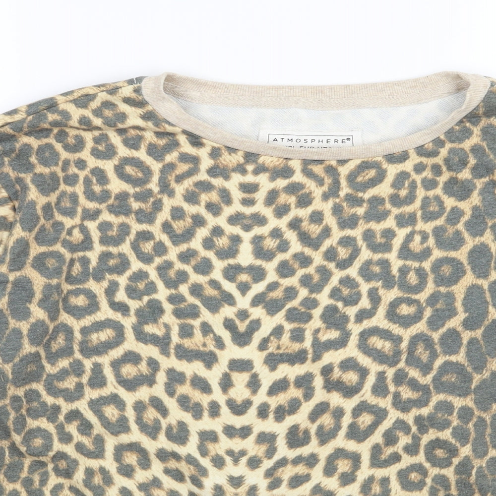 Atmosphere Womens Brown Animal Print Jersey Pullover Sweatshirt Size 14
