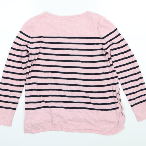 EDC Womens Pink Striped Knit Pullover Jumper Size M