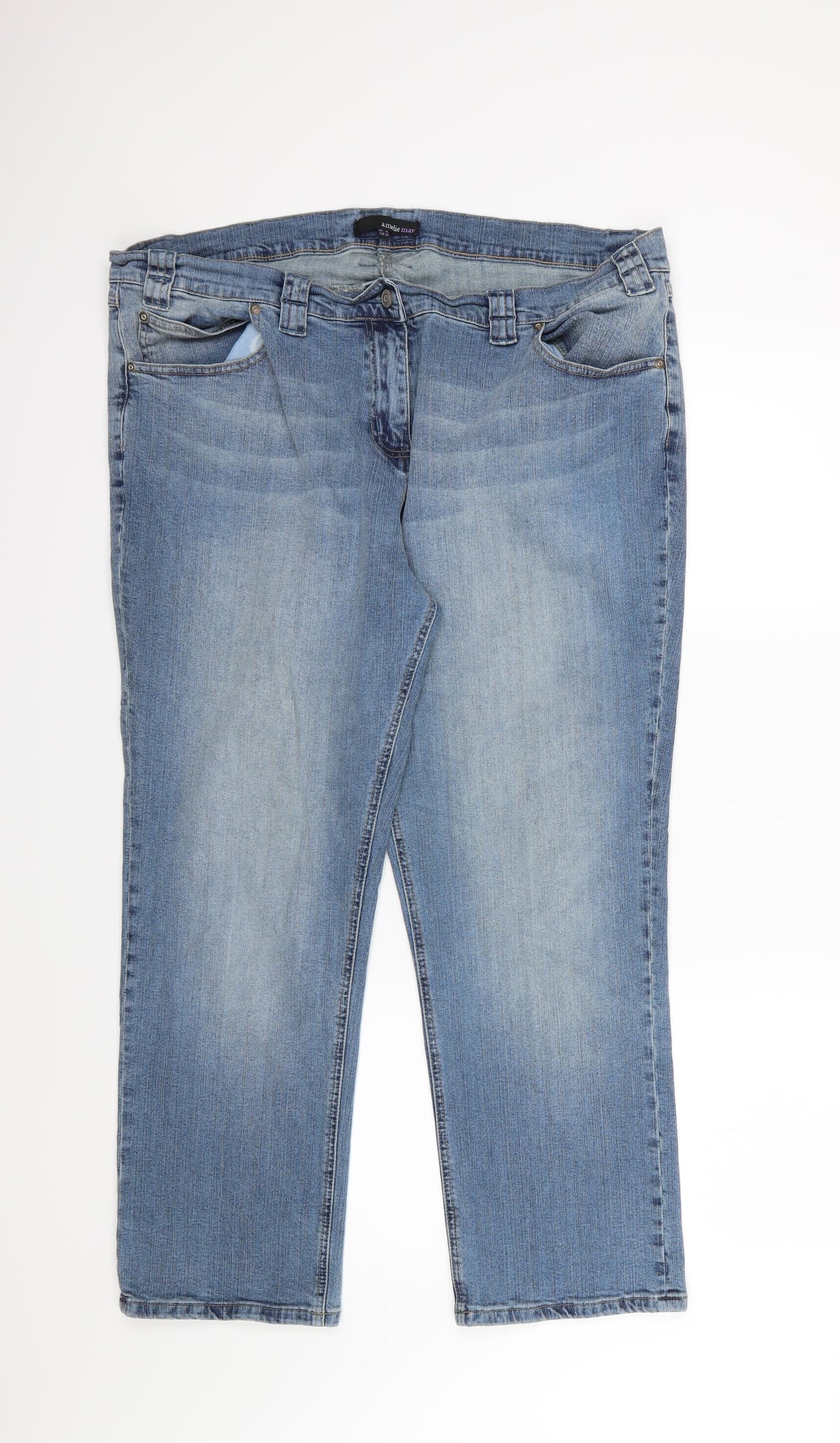 Amelie May Womens Black  Denim Straight Jeans Size 22 L27 in