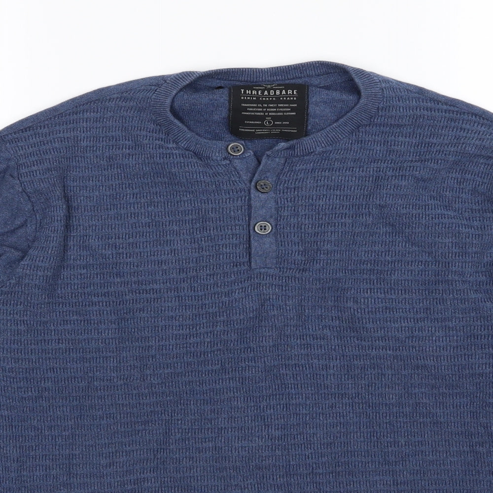 Thread Bare Mens Blue  Knit Pullover Jumper Size L