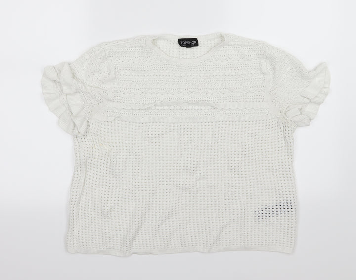 Topshop Womens White Knit Pullover Jumper Size 14