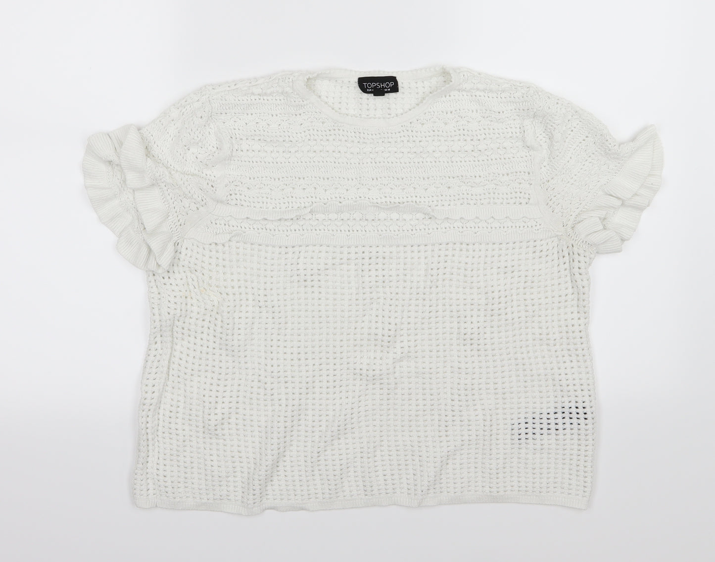 Topshop Womens White  Knit Pullover Jumper Size 14