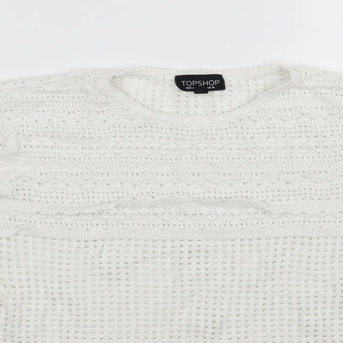 Topshop Womens White  Knit Pullover Jumper Size 14