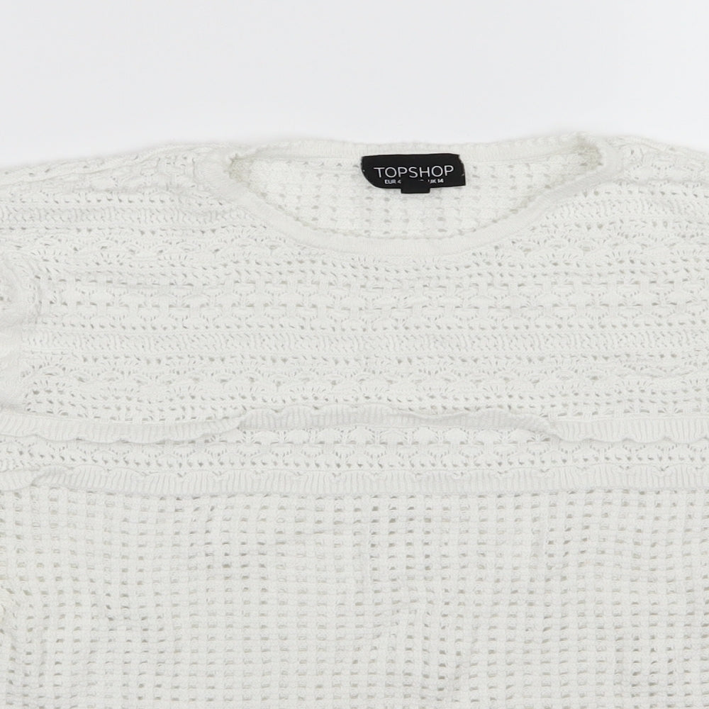 Topshop Womens White  Knit Pullover Jumper Size 14