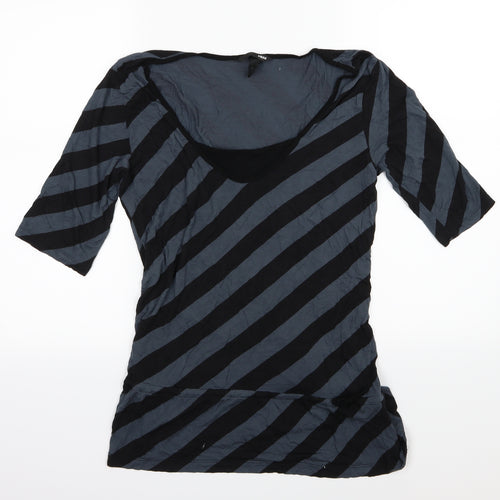 H&M Womens Blue Striped Jersey Basic T-Shirt Size L