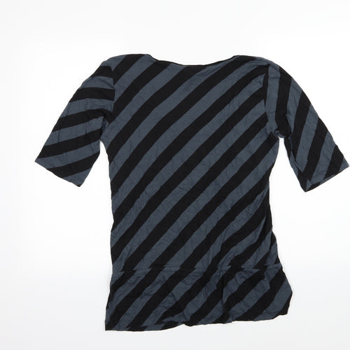 H&M Womens Blue Striped Jersey Basic T-Shirt Size L